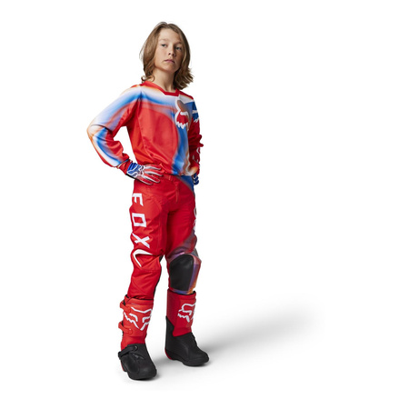 Spodnie cross dziecięce FOX JUNIOR 180 TOXSYK FLUO RED czerwony fluo niebieski