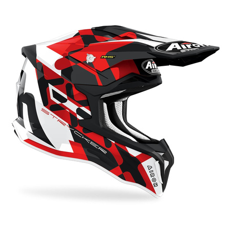 Kask cross AIROH STRYCKER XXX RED GLOSS czerwony biały czarny