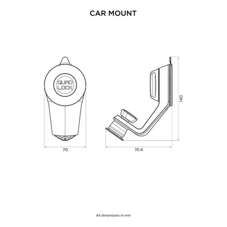 Podstawa QUAD LOCK z przyssawką do szyby/deski rozdzielczej czarny