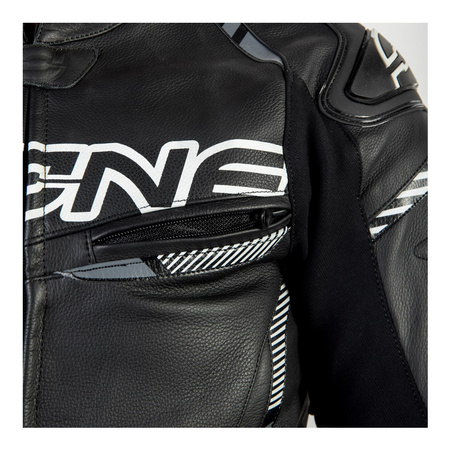 Kurtka skórzana OZONE RS600 BLACK/WHITE czarny biały szary