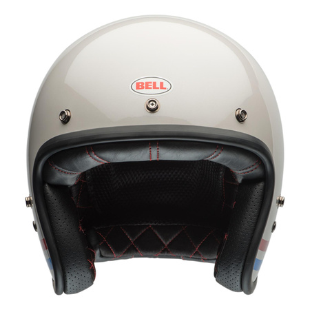 Kask otwarty BELL CUSTOM 500 ECE6 STRIPES PEARL WHITE/RED/BLUE biały czerwony niebieski