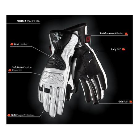 Rękawice szosowo-turystyczne damskie SHIMA CALDERA BIALA biały czarny