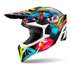 Kask cross AIROH WRAAAP LOLLIPOP GLOSS czarny niebieski żółty fluo
