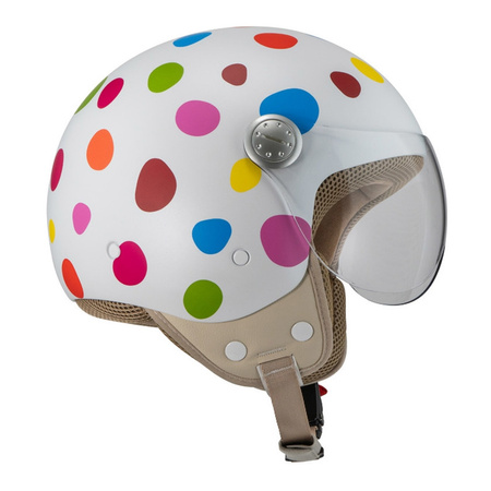 Kask otwarty NZI PASARELA LUNAR MULTICOLOR MATT biały czerwony niebieski różowy żółty
