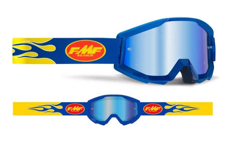 Gogle motocyklowe FMF POWERCORE FLAME NAVY SZYBA MIRROR BLUE niebieski czerwony żółty
