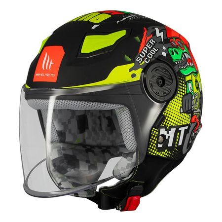 Kask otwarty dziecięcy MT LITE KIDS DINO MATT czarny żółty zielony czerwony