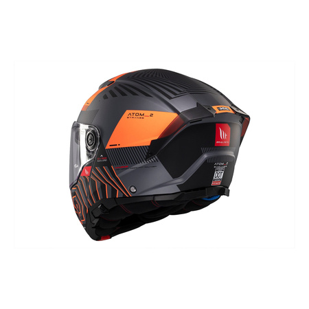 Kask szczękowy MT ATOM 2 SV STRANGE C4 MATT czarny pomarańczowy fluo
