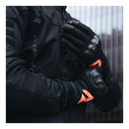 Rękawice miejskie REBELHORN GAP III BLACK/FLUO RED czarny czerwony fluo