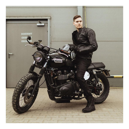 Jeansy motocyklowe REBELHORN RAGE II TAPERED FIT WASHED BLACK czarny