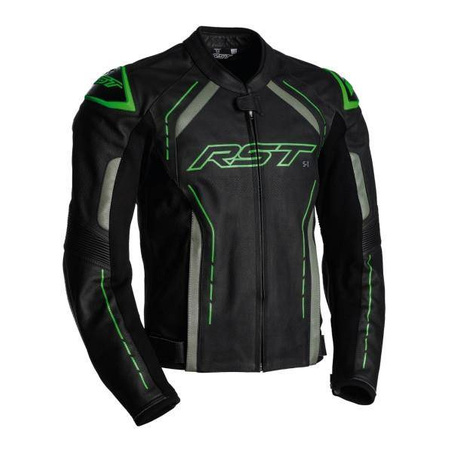 Kurtka skórzana RST S1 CE BLACK/GREY/NEON GREEN czarny szary zielony fluo