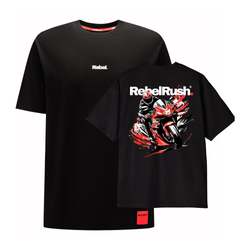Koszulka z motorem T-shirt REBELRUSH REBEL OVERSIZE BLACK czarny